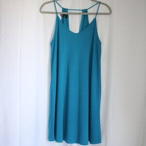 NWOT Volcom Turquoise Blue Beach Vibes Dress or Swim Cover Exposed Back V-neck